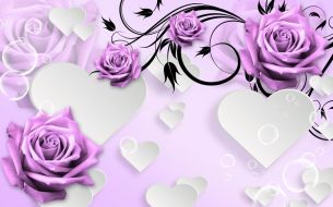 Фреска Фиолетовые розы 3Д