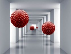 Фотообои 3D Красные шары в тоннеле