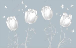 Фотообои Рисунок с белыми тюльпанами