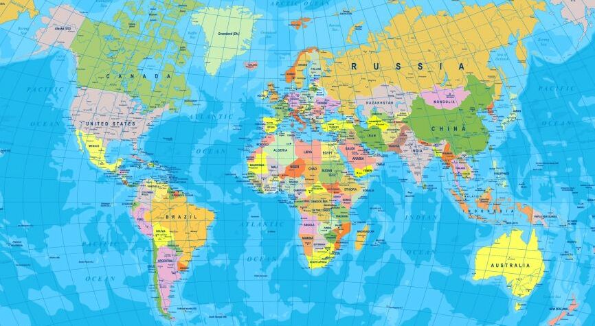 Картина на холсте карта мира, арт hd1370201