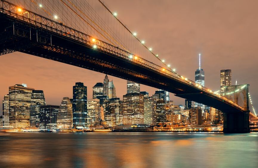Картина на холсте Вечер на Бруклинском мосту, арт hd0786501