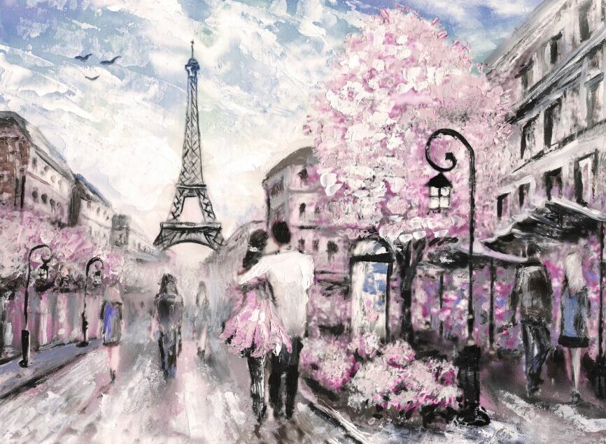 Картина на холсте весна в париже, арт hd1382901