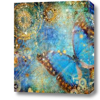 Картина Абстракция бабочка в синем цвете