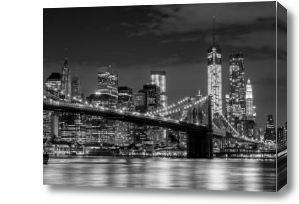 Картина Черно-белый мост ночью
