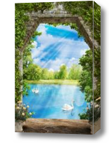 Картина Озеро с лебедями
