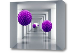 Картина 3D Колючие фиолетовые шары