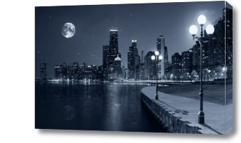 Картина Ночная набережная Манхеттена