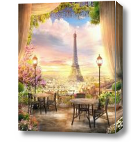 Картина летнее кафе в Париже
